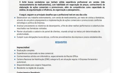 Vaga para Vendedor – Exclusiva para PcD