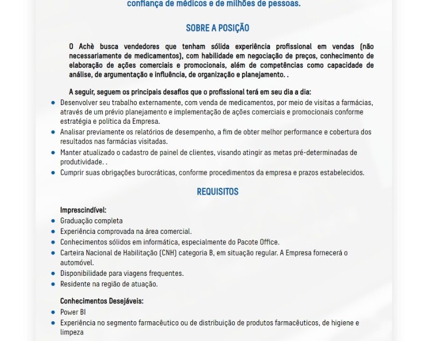 Vaga para Vendedor – Exclusiva para PcD