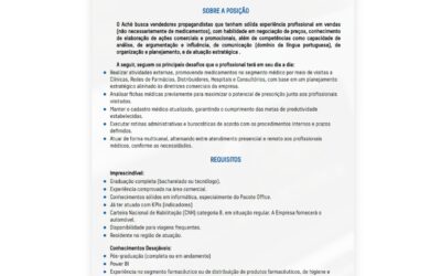 Vaga para Propagandista Vendedor – Exclusiva para PcD