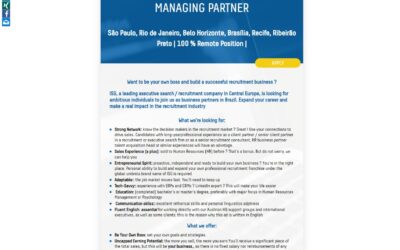 Vaga de Managing Partner para Profissionais Experientes